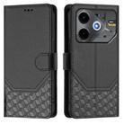 For Tecno Pova 6 Neo Honeycomb Embossing RFID Leather Phone Case(Black) - 2