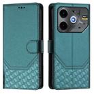 For Tecno Pova 6 Neo Honeycomb Embossing RFID Leather Phone Case(Peacock Green) - 2