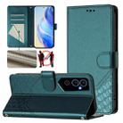 For Tecno Pova Neo 2 Honeycomb Embossing RFID Leather Phone Case(Peacock Green) - 1