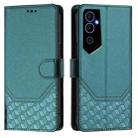 For Tecno Pova Neo 2 Honeycomb Embossing RFID Leather Phone Case(Peacock Green) - 2