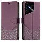 For Tecno Pova Neo 3 Honeycomb Embossing RFID Leather Phone Case(Violet) - 2