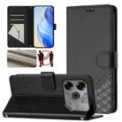 For Tecno Spark Go 2021 Honeycomb Embossing RFID Leather Phone Case(Black) - 1