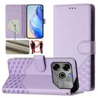 For Tecno Spark Go 2021 Honeycomb Embossing RFID Leather Phone Case(Light Purple) - 1