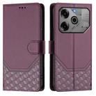 For Tecno Spark Go 2021 Honeycomb Embossing RFID Leather Phone Case(Violet) - 2