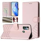 For Tecno Spark 7 / Spark 7T Honeycomb Embossing RFID Leather Phone Case(Pink) - 1