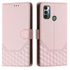 For Tecno Spark 7 / Spark 7T Honeycomb Embossing RFID Leather Phone Case(Pink) - 2