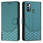 For Tecno Spark 7 / Spark 7T Honeycomb Embossing RFID Leather Phone Case(Peacock Green) - 2