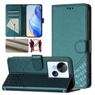 For Tecno Spark 10 5G Honeycomb Embossing RFID Leather Phone Case(Peacock Green) - 1