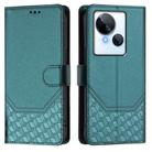 For Tecno Spark 10 5G Honeycomb Embossing RFID Leather Phone Case(Peacock Green) - 2