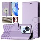 For Tecno Spark 10 5G Honeycomb Embossing RFID Leather Phone Case(Light Purple) - 1