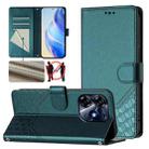 For Tecno Spark 10 Pro 4G Honeycomb Embossing RFID Leather Phone Case(Peacock Green) - 1