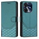 For Tecno Spark 10 Pro 4G Honeycomb Embossing RFID Leather Phone Case(Peacock Green) - 2