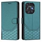 For Tecno Spark 10C / 10 4G Honeycomb Embossing RFID Leather Phone Case(Peacock Green) - 2