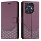 For Tecno Spark 10C / 10 4G Honeycomb Embossing RFID Leather Phone Case(Violet) - 2