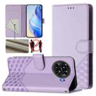 For Tecno Spark 20 Pro+ 4G Honeycomb Embossing RFID Leather Phone Case(Light Purple) - 1