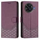 For Tecno Spark 20 Pro+ 4G Honeycomb Embossing RFID Leather Phone Case(Violet) - 2