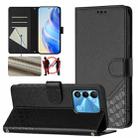 For Tecno Spark Go 2022 / Spark 8C Honeycomb Embossing RFID Leather Phone Case(Black) - 1