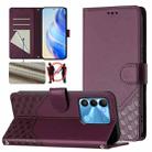 For Tecno Spark Go 2022 / Spark 8C Honeycomb Embossing RFID Leather Phone Case(Violet) - 1