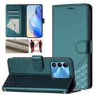 For Tecno Spark 9 Honeycomb Embossing RFID Leather Phone Case(Peacock Green) - 1