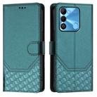 For Tecno Spark 9 Honeycomb Embossing RFID Leather Phone Case(Peacock Green) - 2