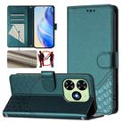 For Tecno Spark Go 2024 4G Honeycomb Embossing RFID Leather Phone Case(Peacock Green) - 1