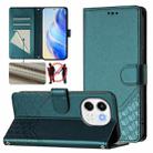 For Tecno Spark 30 5G Honeycomb Embossing RFID Leather Phone Case(Peacock Green) - 1