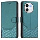 For Tecno Spark 30 5G Honeycomb Embossing RFID Leather Phone Case(Peacock Green) - 2