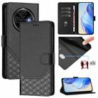 For Tecno Spark 30C 5G / Pop 9 5G Honeycomb Embossing RFID Leather Phone Case(Black) - 1