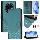 For Tecno Spark 30C 5G / Pop 9 5G Honeycomb Embossing RFID Leather Phone Case(Peacock Green) - 1