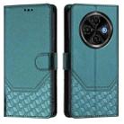 For Tecno Spark 30C 5G / Pop 9 5G Honeycomb Embossing RFID Leather Phone Case(Peacock Green) - 2