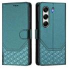 For Tecno Camon 40 4G Honeycomb Embossing RFID Leather Phone Case(Peacock Green) - 2