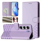 For Tecno Camon 40 4G Honeycomb Embossing RFID Leather Phone Case(Light Purple) - 1