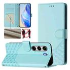 For Tecno Camon 40 Pro 4G Honeycomb Embossing RFID Leather Phone Case(Mint Green) - 1