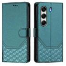 For Tecno Camon 40 Pro 4G Honeycomb Embossing RFID Leather Phone Case(Peacock Green) - 2