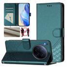 For Tecno Camon 40 Premier Honeycomb Embossing RFID Leather Phone Case(Peacock Green) - 1