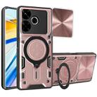 For Redmi 13 4G Global CD Texture Sliding Camshield Magnetic Holder Phone Case(Rose Gold) - 1