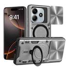 For Redmi Note 14 5G CD Texture Sliding Camshield Magnetic Holder Phone Case(Silver) - 1