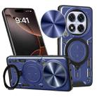 For Redmi Note 14 Pro 5G CD Texture Sliding Camshield Magnetic Holder Phone Case(Blue) - 1