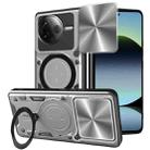 For Redmi K80 CD Texture Sliding Camshield Magnetic Holder Phone Case(Silver) - 1