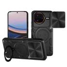 For Redmi K80 Pro CD Texture Sliding Camshield Magnetic Holder Phone Case(Black) - 1