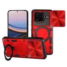 For Redmi K80 Pro CD Texture Sliding Camshield Magnetic Holder Phone Case(Red) - 1