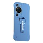 For Huawei P60 Baking Varnish 360 Rotate Holder No Frame PC Phone Case(Blue) - 1