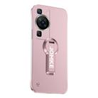 For Huawei P60 Baking Varnish 360 Rotate Holder No Frame PC Phone Case(Pink) - 1