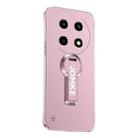 For Huawei Enjoy 70 Pro Baking Varnish 360 Rotate Holder No Frame PC Phone Case(Pink) - 1