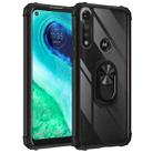 For Motorola Moto G Fast Shockproof Transparent TPU + Acrylic Protective Case with Ring Holder(Black) - 1