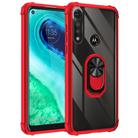 For Motorola Moto G Fast Shockproof Transparent TPU + Acrylic Protective Case with Ring Holder(Red) - 1