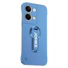 For OPPO Reno9 Baking Varnish 360 Rotate Holder No Frame PC Phone Case(Blue) - 1