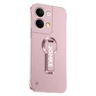 For OPPO Reno9 Baking Varnish 360 Rotate Holder No Frame PC Phone Case(Pink) - 1