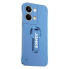 For OPPO Reno9 Pro Baking Varnish 360 Rotate Holder No Frame PC Phone Case(Blue) - 1