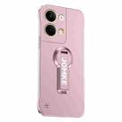 For OPPO Reno9 Pro Baking Varnish 360 Rotate Holder No Frame PC Phone Case(Pink) - 1